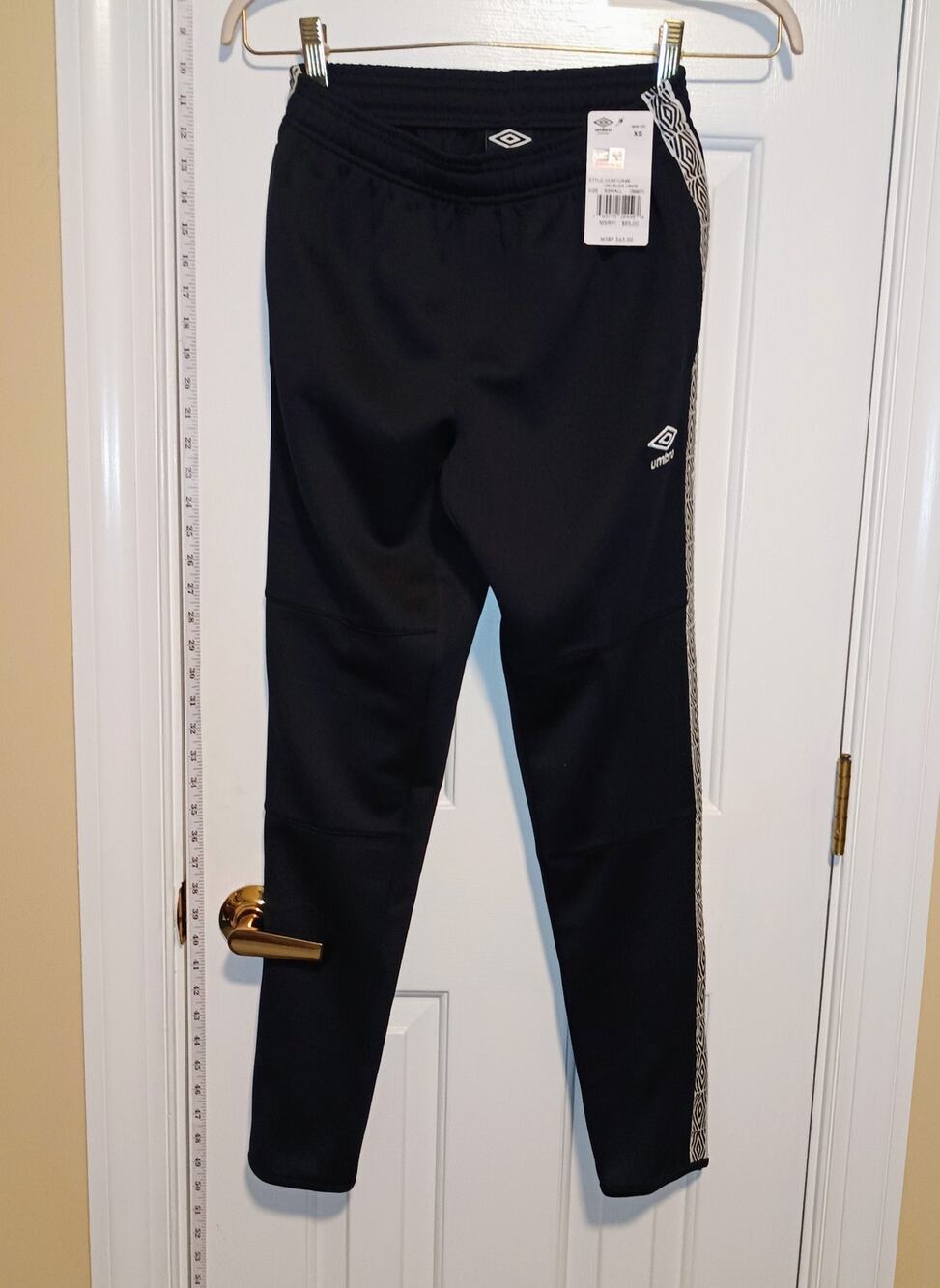 Umbro - Black Double Diamond Side Stripe Track Soccer Pants - Sz XS - NWT